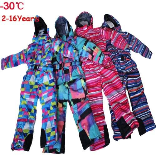 Brand Kids Snowsuit -30 Winter Baby Girl Boy Ski Jumpsuit 10 12 Waterproof Snowboard Skiing Jacket Sportswear Children Outerwear
