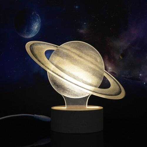 Creative 3D Art Atmosphere Light Acrylic Saturn Lamp Warm White Light Room Decorative Light Children Christmas Gift Dropshipping