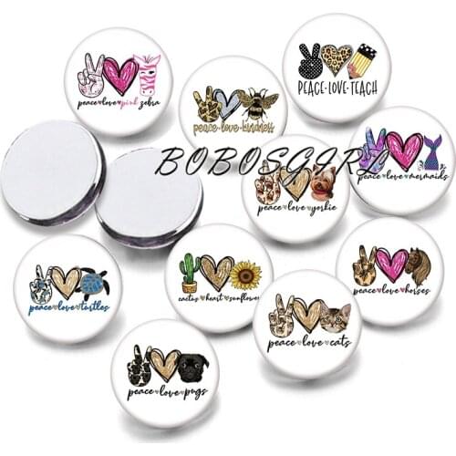 PEACE LOVE Animal 12mm/18mm/20mm/25mm/30mm Round Glass Cabochon Flat Back Making Findings P6330