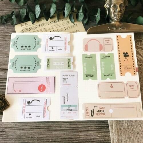 KSCRAFT 27pcs Retro Tickets Stickers for Scrapbooking Happy Planner/ DIY Crafts/ Card Making Decoration