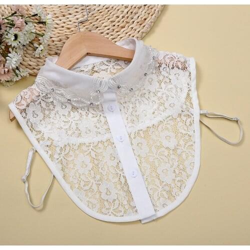 Linbaiway Womens Lace Floral Fake Collars False Collars Ladies Lace Detachable Collar Shirt Faux Col Lapel Blouse Shirt Decor