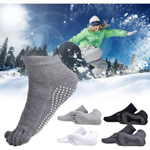 Outdoor Sports Fitness Socks Five-toe Anti-skid Breathable Climbing Camping Hiking Running Cycling Yoga Men Socks Black Gray