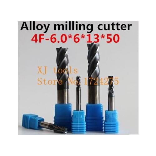 New 1pcs Of 4F-6.0*6*13*50mm Micro Solid Carbide End Mill CNC Milling Cutter Tool Bits For Steel Milling Free Delivery