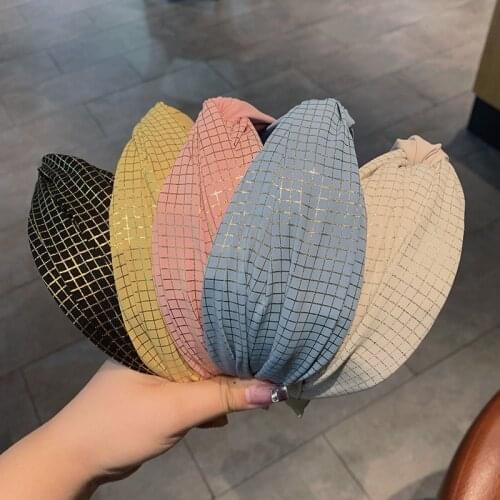 New Fashion Style Women Girls Solid Splicing Bezel Vintage Hairband Headband Female Girls Cross Satin Hair Accessories Headwear