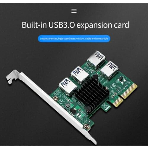PCI Express Riser Card 1 To 4 16X PCIe Riser PCI-E 4X To 4 USB 3.0 Adapter Port Multiplier Card For BTC Bitcoin Miner Mining NEW