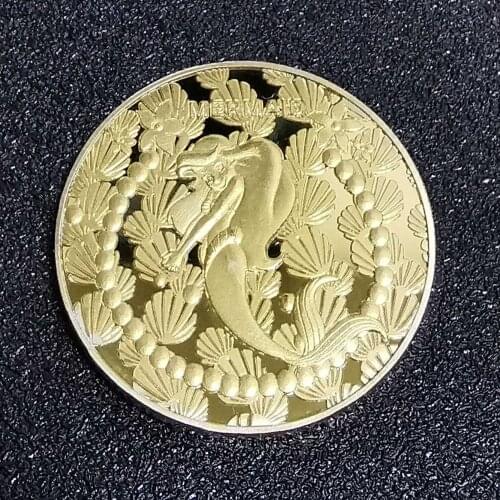 Tooth Fairy Gold Plated 30*3mm Commemorative Coins Mermaid Creative Kids Tooth Change Gifts