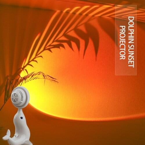 Dolphin Sunset Projection Lamp Fill Light Photo Light Mini Sun Never Set Shell Rainbow Photo Supplies Usb Creative Night Light