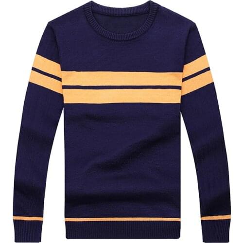 Covrlge Pullover Men Sweater 2019 Autumn Winter Brand Clothing Wool Slim fit Sweater Men Casual Striped Men Pull Jumper MZL051