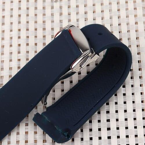 Curved End 20mm 22mm Black Blue Orange Soft Rubber Silicone Watch Bands For Omega Seamaster 300 Ocean Strap Bracelet Wristband