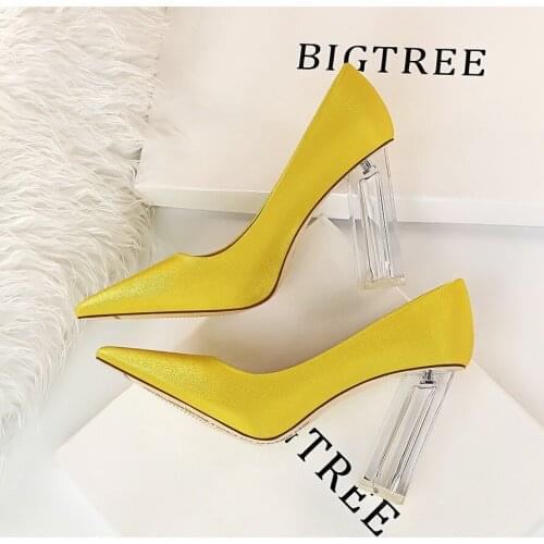 Luxury Women Pumps 2020 Transparent High Heels Sexy Pointed Toe Slip-on Wedding Party Brand Fashion Shoes For Lady Size 34-40