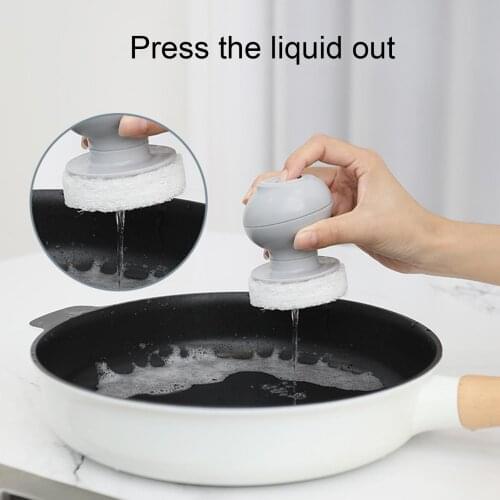 Hand held Silicone Automatic Liquid Detergent Pot Brush Press Type for Kitchen Cleaning Brushes