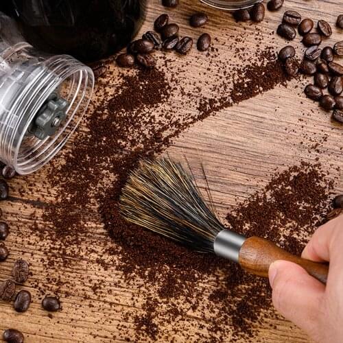 Bean Grinder Powder Cleaning Brush Long Wood Handle Coffee Machine Clean Brush Household Accessories Bar Utensil