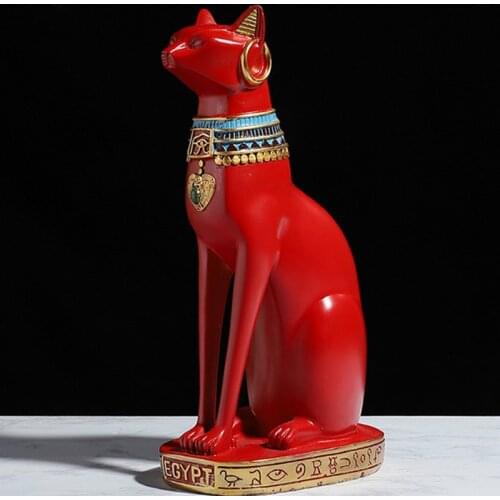 Nordic Light Luxury Red Egyptian Cat Resin Ornaments Living Room Porch Wine Cabinet Coffee Shop Decoration Technology Ornaments