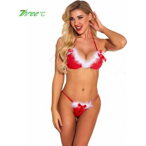 Sexy Erotic Lingerie Bunny Girl Catgirl Game Uniform Temptation Suit Sexy Plush Bra G-string Set Christmas Partywear Bikini Set