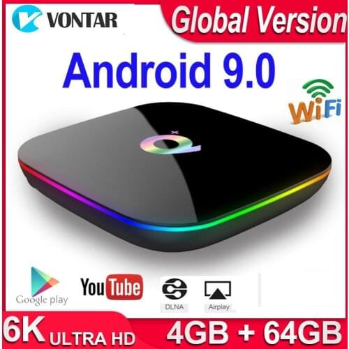 Q PLUS Set Top Box Multifunctional HD-compatible Easy to Operate 4GB+64GB WiFi 4K H6 Quad Core Smart TV Box for Android 9.0