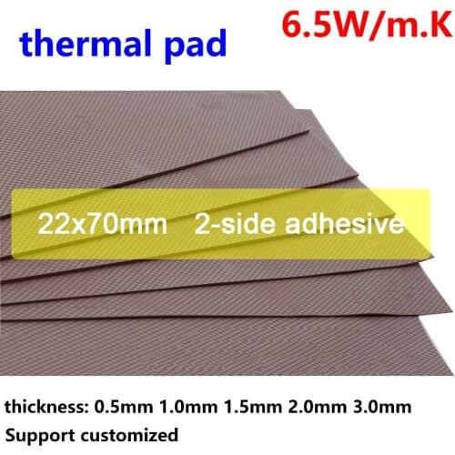 6.5W Thermal Pad 0.5mm 1.0mm 1.5 2.0 2.5 3.0mm Thickness 22*70mm 2-Side Adhesive IC GPU CPU Heatsink Conductive Silicone Cooling