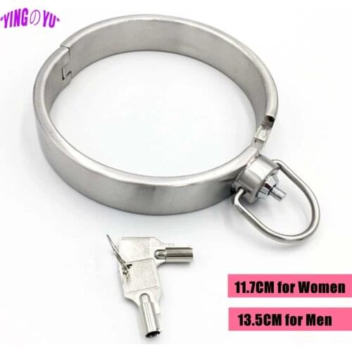 Heavy Stainless Steel Press Lock Neck Collar Restraints Fetish Slave BDSM Lockable Neck Cuff Sex Toys For Women Man Couples Male