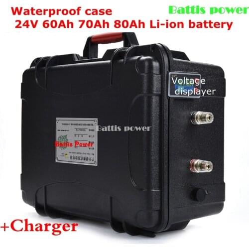 Waterproof 24v 80AH Lithium ion Battery 60Ah 70Ah 25v 50Ah ABS BMS EV Solar ebike hub motor marine propulsion eboating 2000w 1kw