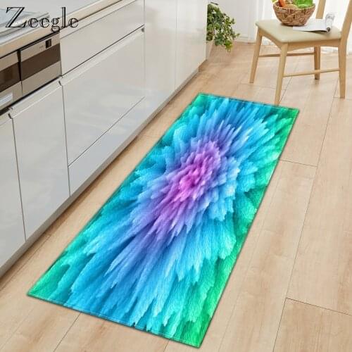 Zeegle Christmas Long Door Mat Anti-slip Soft Carpet Printed Comfortable Doormat Kitchen Water Absorbent Rug Bedroom Bedside Rug