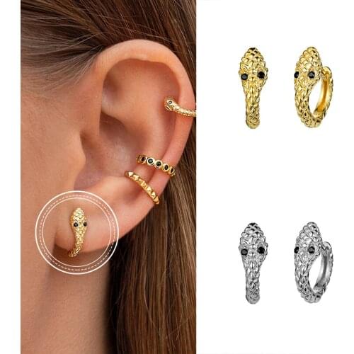 Prevent Allergies 925 Silver Ladies Small 11mm Snake-Shaped Hoop Earring Cute Small Animal Jewelry Fashion Jewelry