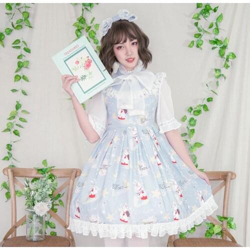 Vintage Style Womens Lolita JSK Dress Spring and Summer Lolita Choir OP Skirt Fairy Dress Cosplay Costume