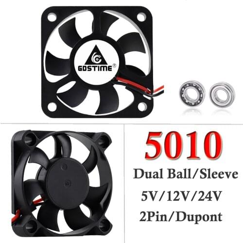 10 Pieces lot 5cm 2Pin Dupont 5V 12V 24V 5010 50 x 50 x 10mm 50mm DC Mini Radiator Cooler Cooling Fan Ball / Sleeve