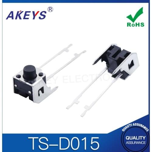 100PCS TS-D015 6*6 Momentary tact switch side insert side 2 pin with aircraft bracket small tactile switch partial long pin