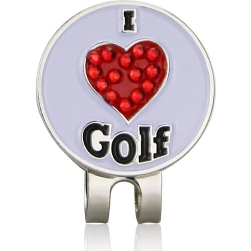 2pcs/lot Brand New I Love Golf ball marker with Magnetic Hat Clip golf gift for golfer