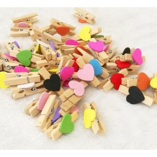 2021 New 5PCS Small Size Mini Wooden Clips Colorful Clips Love Shape Photo Clips for Sheets DTY Clothespin Craft Decor Pegs