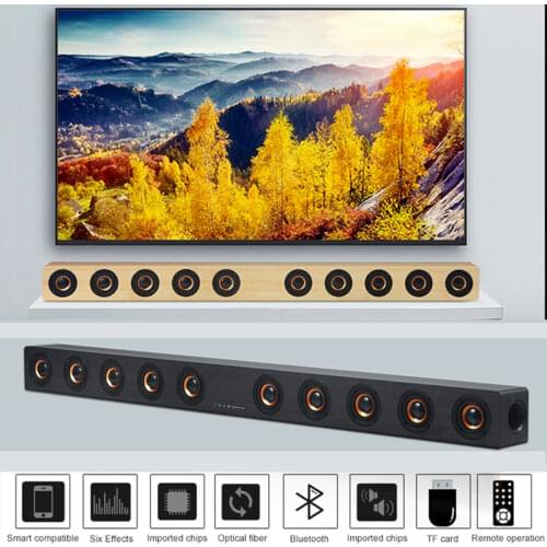 8 Speakers + 2 Woofer Wooden TV Sound Bar 40W Bluetooth Speaker Home Theater Subwoofer 3D Surround Sound for Computer Column Box