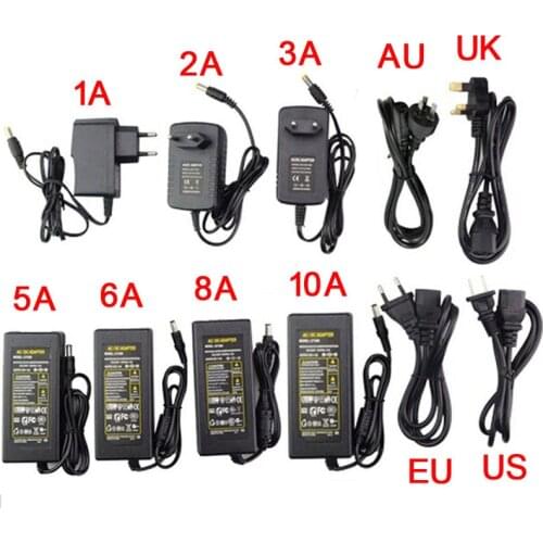 DC 5V 12V 24V power supply adapter 1A / 2A / 3A / 5A / 6A / 8A / 10A light transformer for LED Strip US/EU/AU/UK Plug