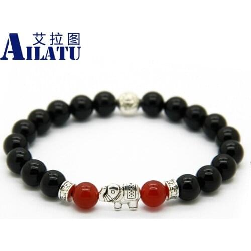 Ailatu New Products Good Luck Antique Silver Color Elephant Yoga Meditation Lotus Bracelet Jewelry Party Gift