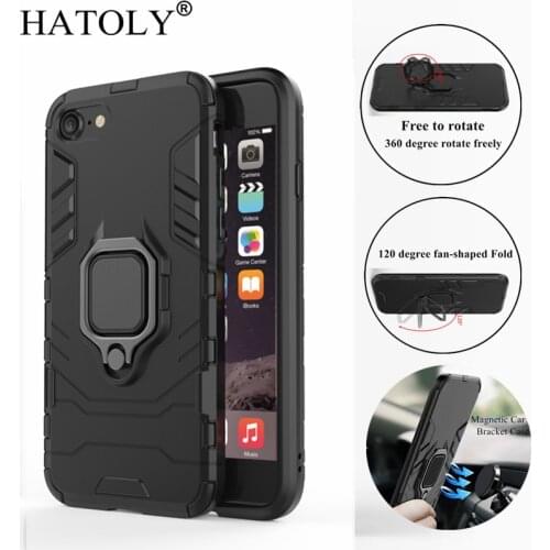 For iPhone SE 2020 Case Cover Magnetic Suction Ring Bracket Cases Silicone Hard Armor Cover for Apple iPhone SE 2020 Bumper 4.7"