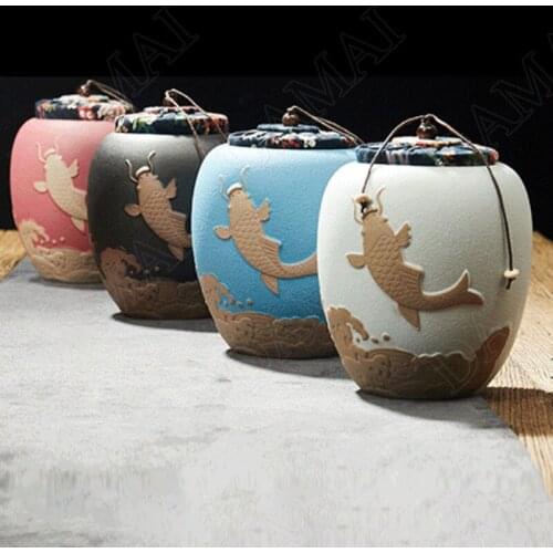 Flowers Decorative Ceramic Tea Tin with Lid Tea Storage Container Dried Fruit Box Snack Tanks Candy Pot Teaware Organizer Jars