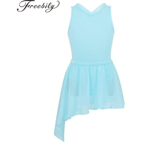 Kids Sleeveless Criss-cross Back Ballet Tutu Dress Ballerina Dance Leotard with Chiffon Ballet Skirt Girl Gymnastics Leotard Set