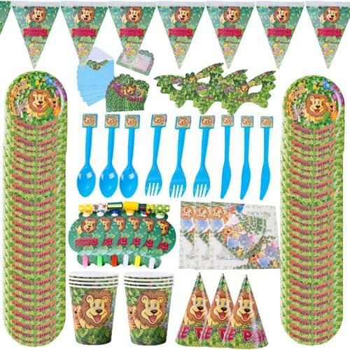 Disney Lion King Cartoon Series Disposable Tableware Set Paper Cups Plates For Decoration Kinds Favor Baby Shower Gifts Supplies