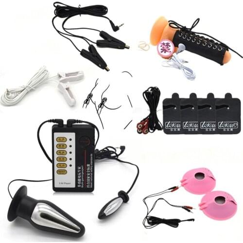 Electric Shock Set Breast Enhancer Nipple ClampsClips Electrical E-Stimulation Anal Plug Massage,Electro Shock Adult Sex Toys