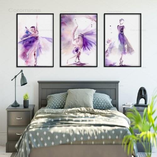 Abstract Art Poster Print Purple Ballerina Canvas Painting Picture Home Wall Art Graffiti Bedroom Modern Decoration Custom Decor