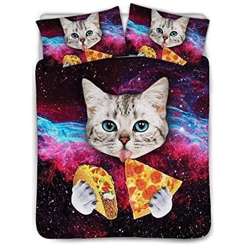 Cat Dog 3D Luxury Comforter Bedding Set Cute Animal Kids Adult Duvet Cover Set King Queen Double Full Single Size Home Dropship