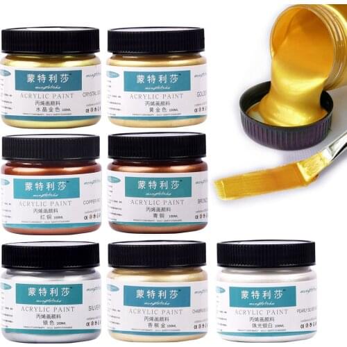 100ml Gold Silver Pearl Acrylic Paints Waterproof Metallic Acrylic Pigment For DIY Epoxy Resin Craft Pattern Painting Colorant