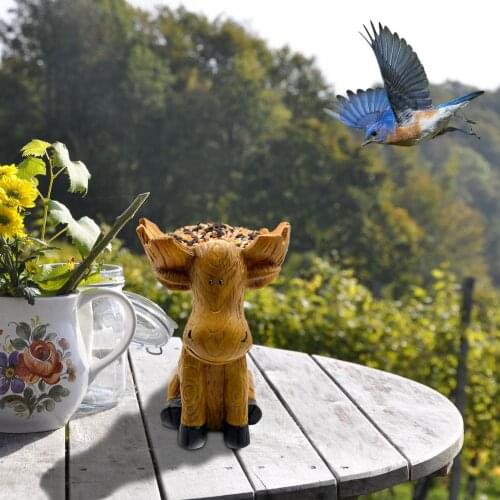 Creative Resin Moose Statue Bird Feeder Decoration Outdoor Courtyard Ornaments Parrot Bird Feeding Supplies Drop Shipping