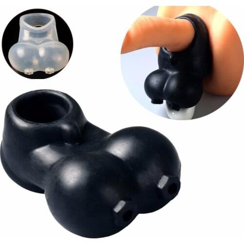 Male Scrotum Squeeze Ring Black/Transparent Chastity Cage Sex Toys For Men Penis Sleeve Scrotum Pouch Condoms Time Delay Cage