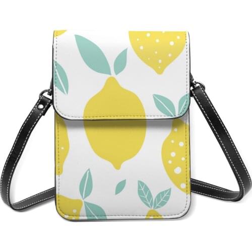 New 2021 Women Messenger Shoulder Straps Bag Abstract Lemon Card Holders Cell phone Pocket Handbag Ladies Phone Purse