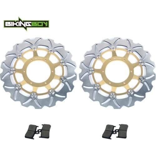 BIKINGBOY Front Brake Discs Rotors Disks + Pads For Honda Hornet CB 900 F 919 02 03 04 05 06 Motorcycle Stainless Steel 296mm