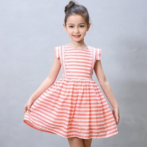 Girls dresses 2021 New Summer Dresses For children dresses kids dresses for girls Clothes Flying Sleeve Striped Party Dresses