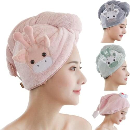 Girls Hair Drying Hat Quick-dry Hair Towel Cap Hat Bath Hat polyester Solid Towel Cap Super Absorption Turban Hair Dry Cap