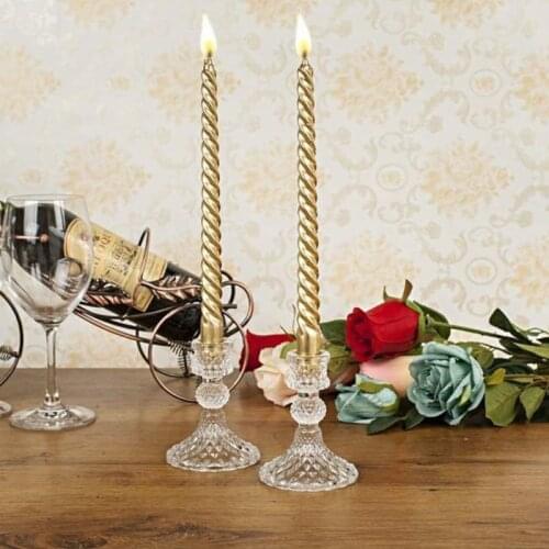 Glass Taper Candle Holder Decorative Candlestick Holder, Modern Crystal Candela