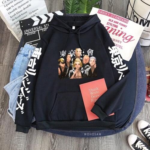 Anime Tokyo Revengers Harajuku TOKYO SWASTIKA GANG Manjirou Sano Friends Cartoon Hoodies Sweatshirt Casual Winter Men Hoodies