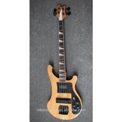 Weifang Rebon 4 string ricken neck through body electric bass guitar in wood colour