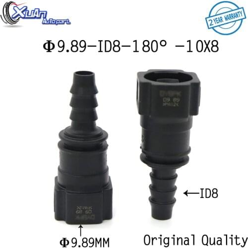 XUAN 2pcs/lot 9.89mm 9.89 ID8 180 degree Female Plastic Connector Auto Fuel Line Quick Connector Gasoline Filter Connector